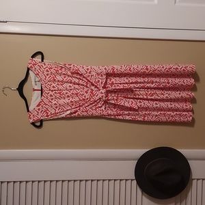 Maggy London Red and White Patterned Dress